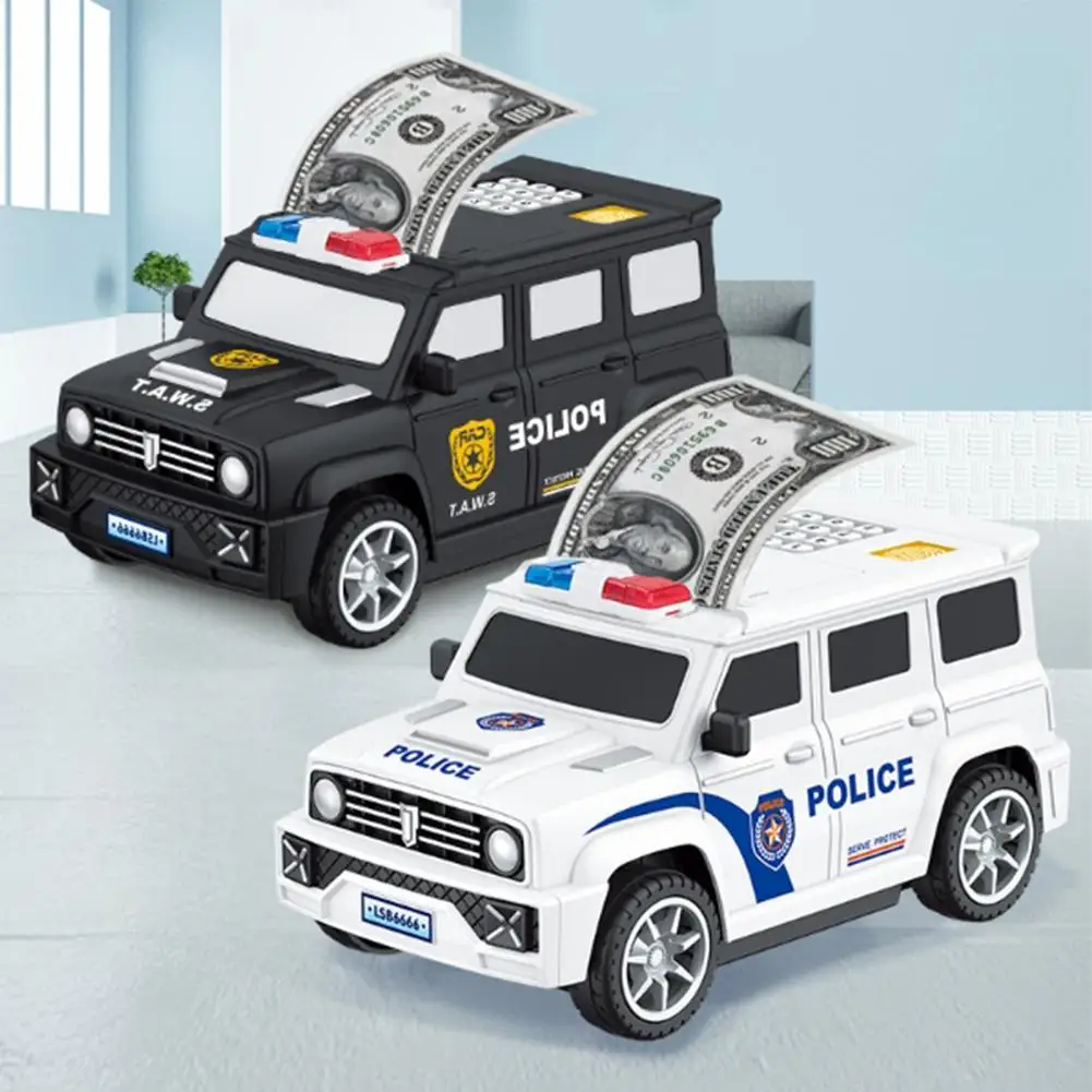 

SWAT Car Model Piggy Bank Fingerprint Password Atm Cash Coin Can Auto Scroll Paper Money Saving Box Children Toys Alcancia