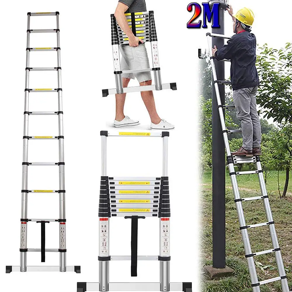 

Portable Lightweight Telescopic Aluminium Ladder Multifunction Herringbone Ladder 2m Folding Extendable Stepladder Home Part HWC