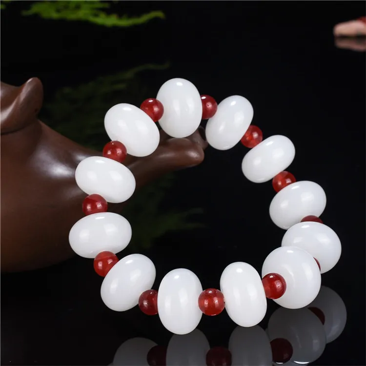 Natural White Jade Bracelet Men Women Healing Jewelry Real Chinese Xinjiang Hetian Jades Nephrite Beads Elastic Beaded Bracelets
Natural White Jade Bracelet Men Women Healing Jewelry Real Chinese Xinjiang Hetian Jades Nephrite Beads Elastic Beaded Bracelets