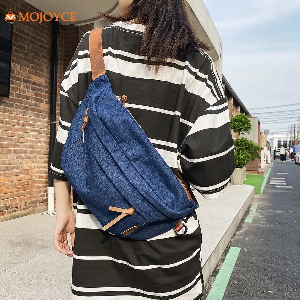 Denim Chest Bag Men&Women New Harajuku Shoulder Bag Versatile Hip Hop Solid Color Fashion Belt Bags Large Capacity Messenger Bag 
Denim Chest Bag Men&Women New Harajuku Shoulder Bag Versatile Hip Hop Solid Color Fashion Belt Bags Large Capacity Messenger Bag