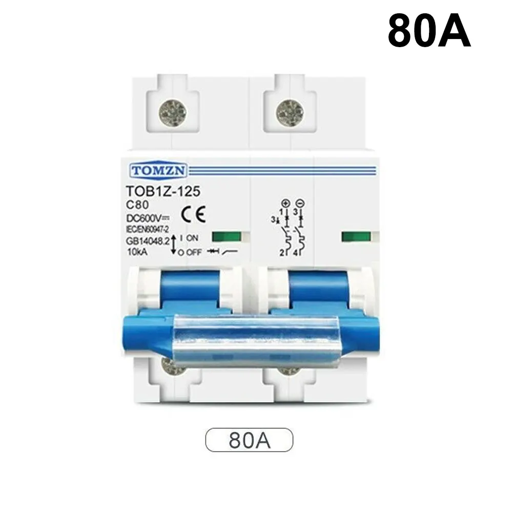 DC MCB For Solar PV 2P 125A 100A 80A 600V Circuit Breaker PV System Battery Short Current Leakage Protection RCBO MCB
DC MCB For Solar PV 2P 125A 100A 80A 600V Circuit Breaker PV System Battery Short Current Leakage Protection RCBO MCB