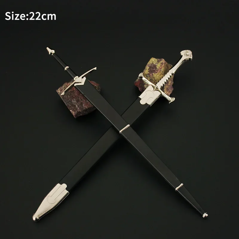 

22cm Narthil Anduril Glamdring Aragorn Gandalf Movies Peripheral Weapon Lord Medieval Metal Katana Samurai Sword Toys for Boys