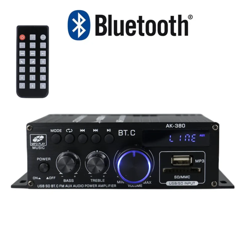Автомобильный усилитель мощности 40WX2 AK380, Bluetooth, 12 В, фотовспышка, 20-20 кГц, 4-16 Ом, 90 дБ
Автомобильный усилитель мощности 40WX2 AK380, Bluetooth, 12 В, фотовспышка, 20-20 кГц, 4-16 Ом, 90 дБ