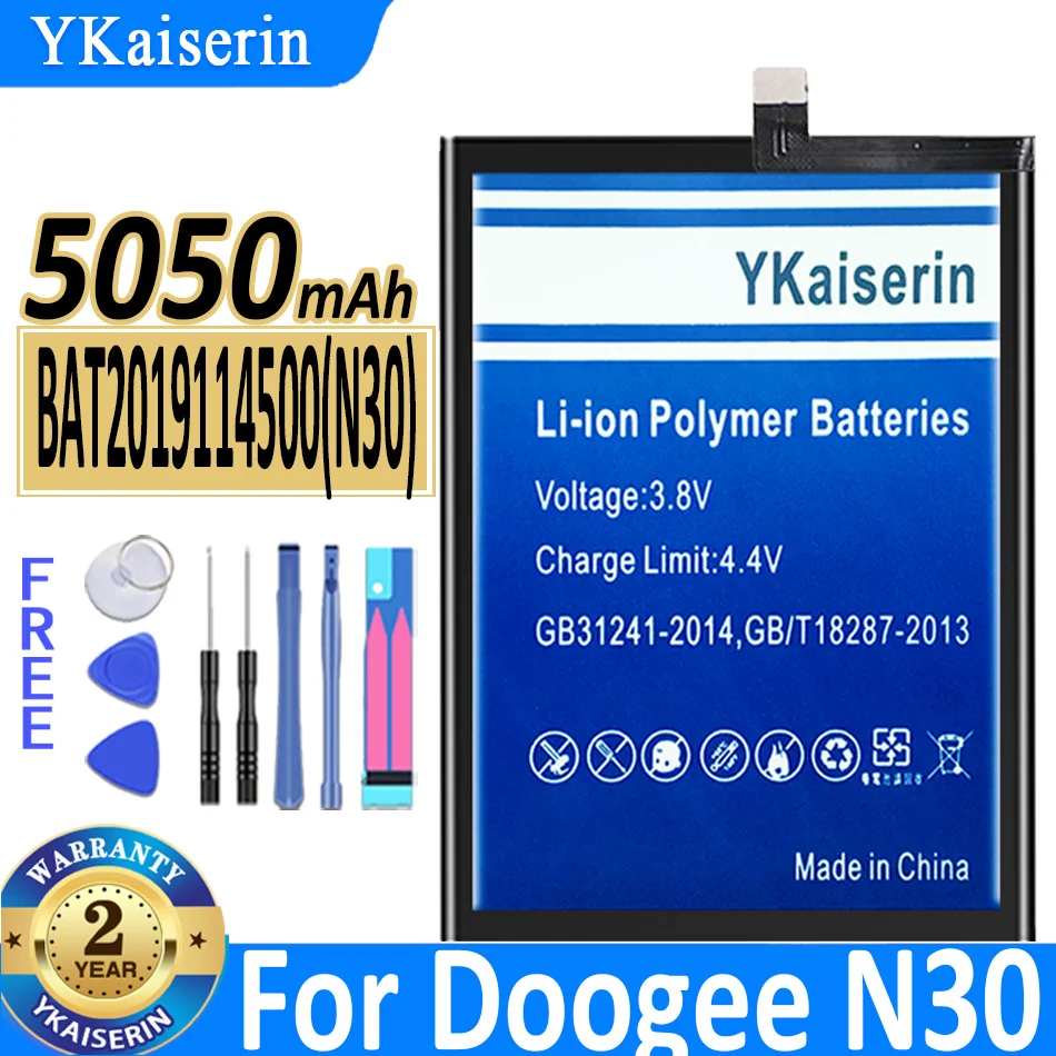 YKaiserin Replacement Battery BAT2019114500 (N30) 5050mAh For Doogee N30 N 30 Bateria + Free Tools
YKaiserin Replacement Battery BAT2019114500 (N30) 5050mAh For Doogee N30 N 30 Bateria + Free Tools