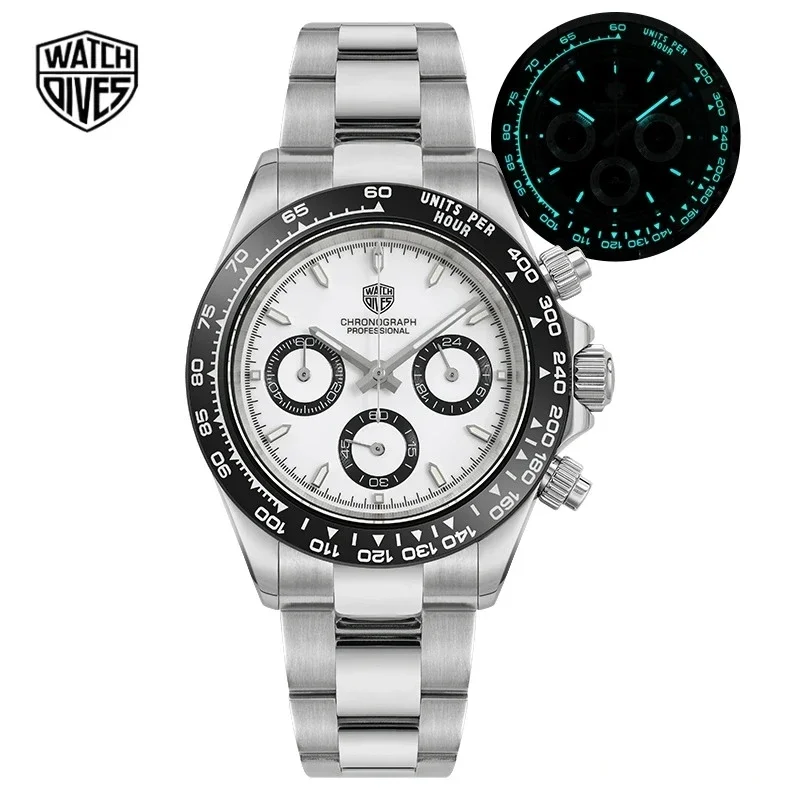 Watchdiviss WD16500 39 мм VK63 часы с хронографом 100 м водонепроницаемые наручные сапфировое