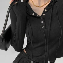 Korean Fashion Hoodies Women Spring Long Sleeve Casual Sweatshirt Ladies Harajuku Spice Girl Slim Crop Top Y2k Clothes Sudaderas