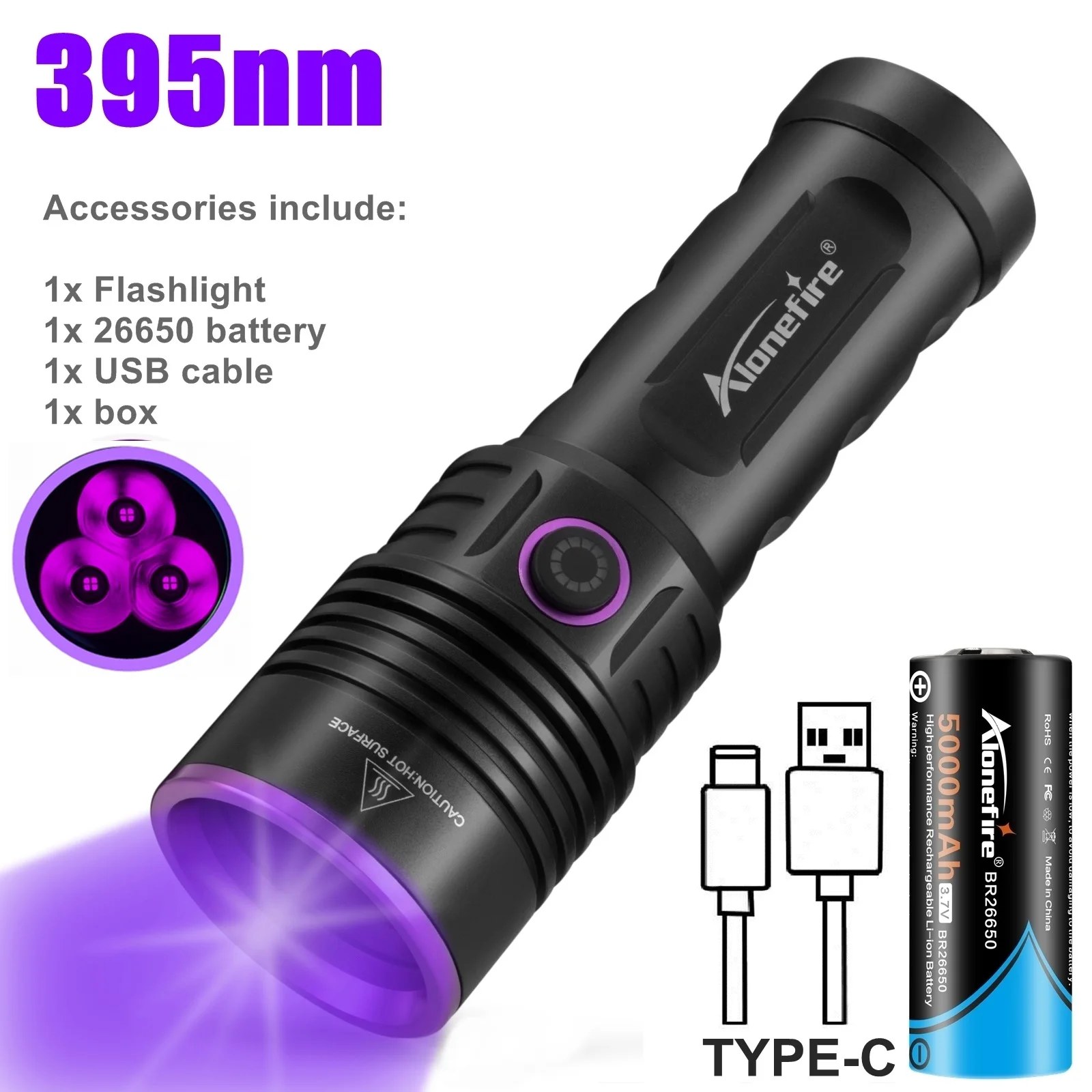 AloneFire SV53 УФ-фонарик 60Вт 365нм
AloneFire SV53 УФ-фонарик 60Вт 365нм