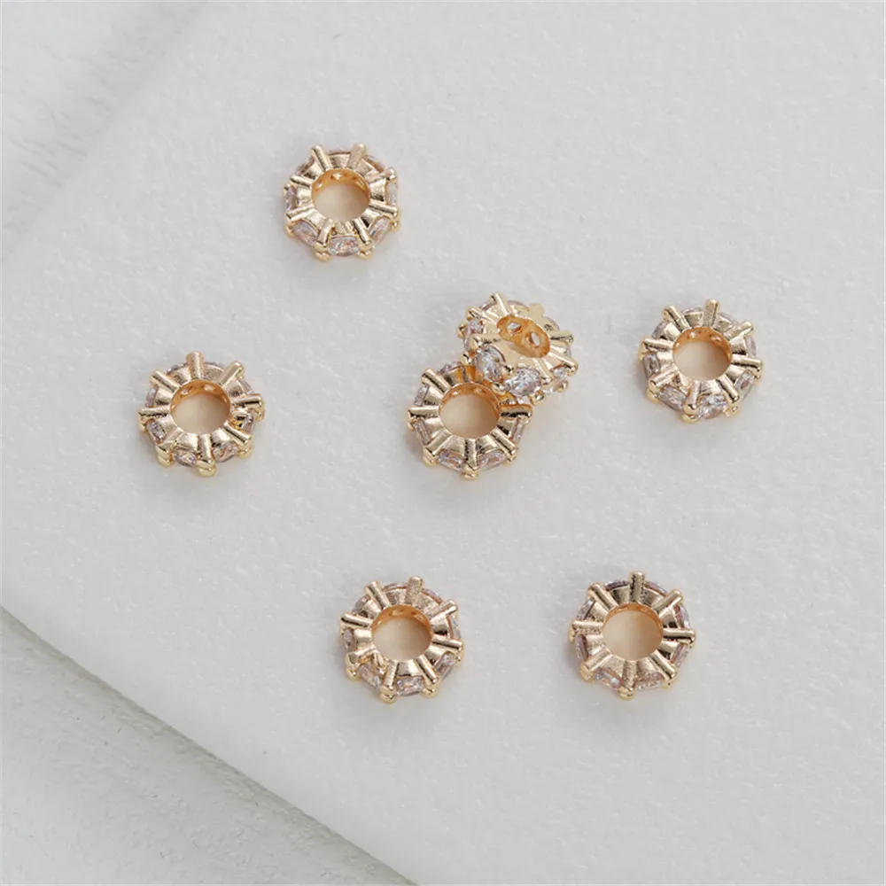 14K gold-encrusted zircon large hole flat septum bead through hole loose bead DIY wheel bead bracelet necklace accessories
14K gold-encrusted zircon large hole flat septum bead through hole loose bead DIY wheel bead bracelet necklace accessories