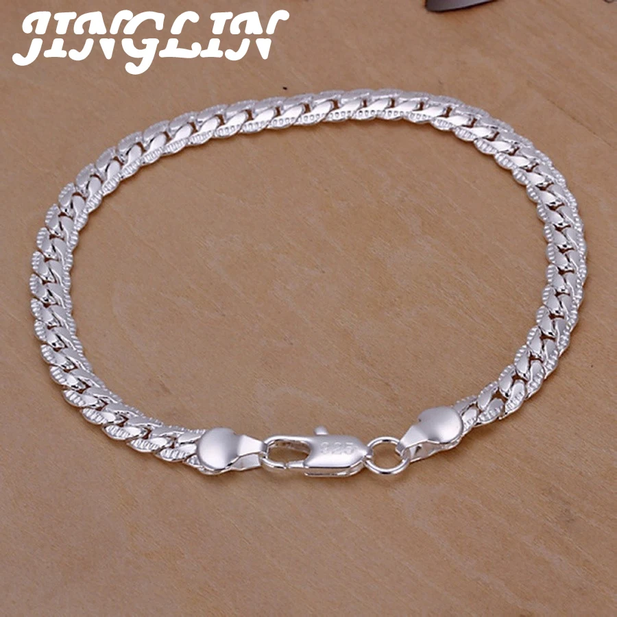 JINGLIN Fashion 18k Gold 925 Sterling Silver 5MM Men Jewelry Charm Women Lady Chain Bracelets Free Shipping Wedding Party Gifts
JINGLIN Fashion 18k Gold 925 Sterling Silver 5MM Men Jewelry Charm Women Lady Chain Bracelets Free Shipping Wedding Party Gifts