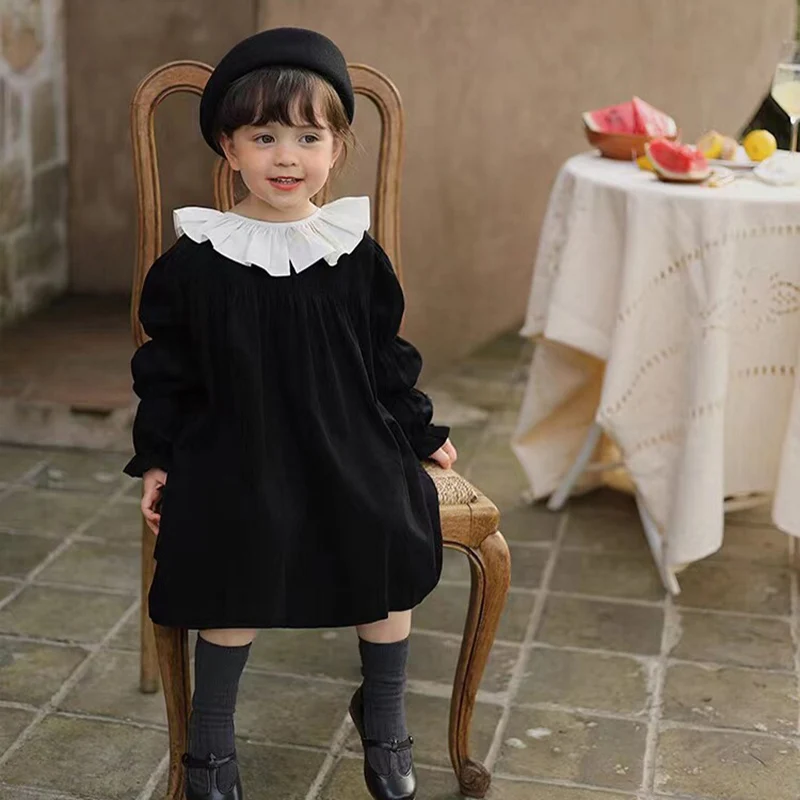 Corduroy Retro Princess Long Sleeve Baby Dresses For Kids Fall Costume Cute Knee Length Children Dress Spring Ruffles Collar
Corduroy Retro Princess Long Sleeve Baby Dresses For Kids Fall Costume Cute Knee Length Children Dress Spring Ruffles Collar