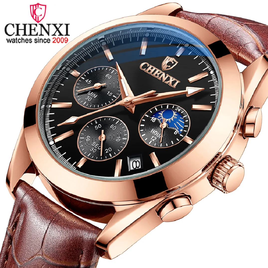 CHENXI Men Watches New Fashion Chronograph Luxury Brand Waterproof Casual Leather Quartz Men Watch Sport Military Wristwatch
CHENXI Men Watches New Fashion Chronograph Luxury Brand Waterproof Casual Leather Quartz Men Watch Sport Military Wristwatch