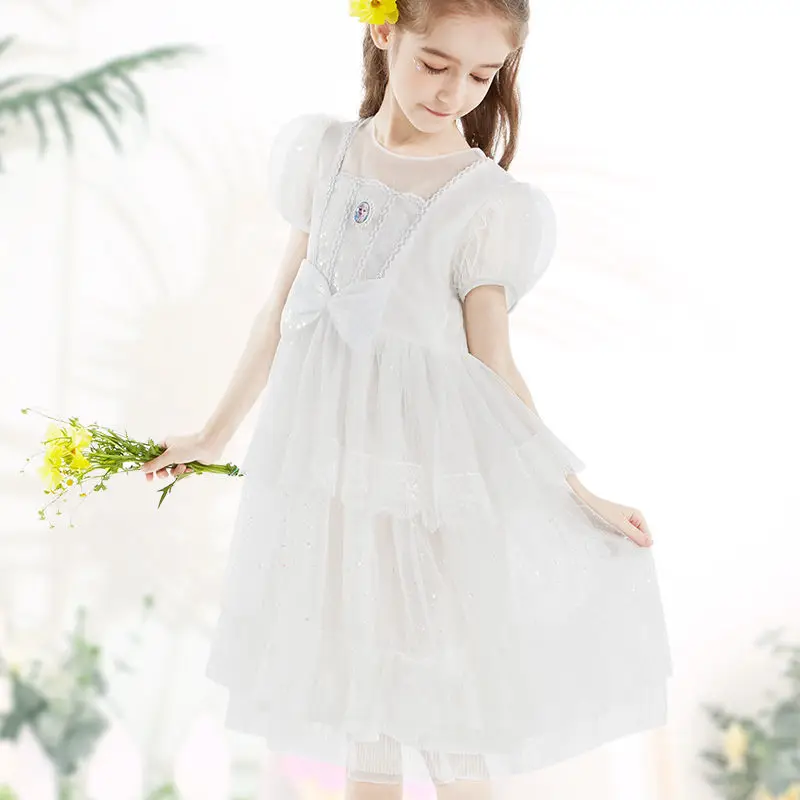 Disney Girls Dress Puff Sleeve Summer Thin Knee Length Cartoon Dress Mesh Bow Princess Skirt Children's Snow Skirt
Disney Girls Dress Puff Sleeve Summer Thin Knee Length Cartoon Dress Mesh Bow Princess Skirt Children's Snow Skirt