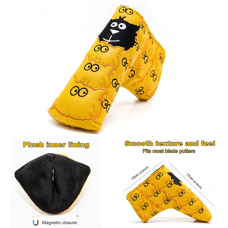 Yellow Golf Club Head Covers Golf Blade Putter Cover for Putter Leather Blade Putter Headcover with Magnetic Closure
Yellow Golf Club Head Covers Golf Blade Putter Cover for Putter Leather Blade Putter Headcover with Magnetic Closure