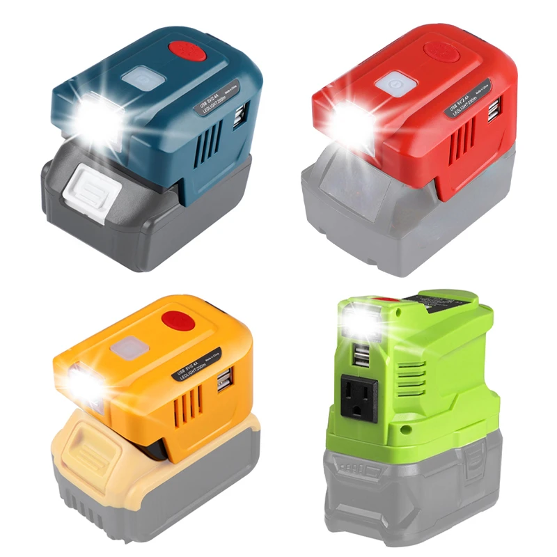 150W Portable Power Supply Inverter with LED Light Dual USB For Makita For Dewalt For Milwaukee For Ryobi Camping Tools Parts 
150W Portable Power Supply Inverter with LED Light Dual USB For Makita For Dewalt For Milwaukee For Ryobi Camping Tools Parts