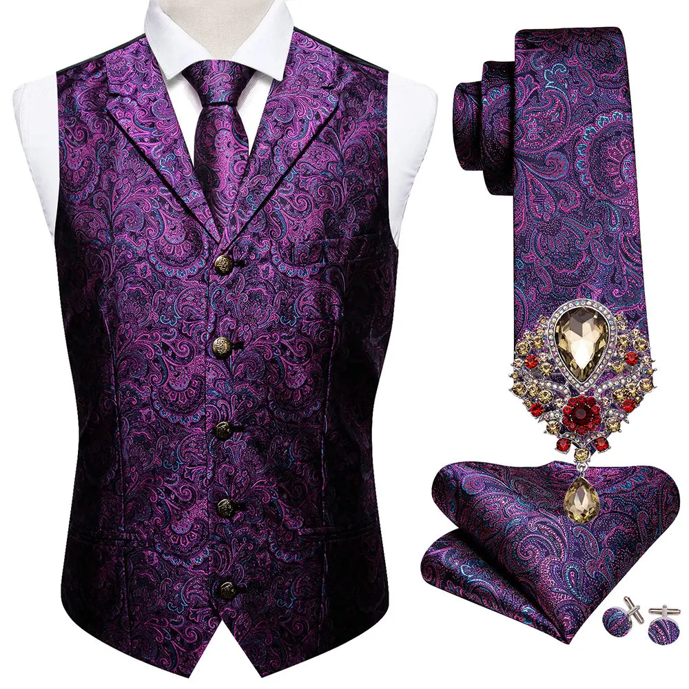 S-3XL Retro Business Mens Suit Vest Lapel V Neck Silk Casual Purple Waistcoat Casual Formal Groomsman Jacket For Men Wedding
S-3XL Retro Business Mens Suit Vest Lapel V Neck Silk Casual Purple Waistcoat Casual Formal Groomsman Jacket For Men Wedding