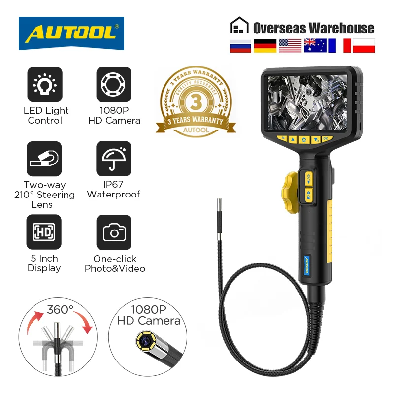 AUTOOL SVB305 1080 HD Automotive Industrial Endoscope with Light Autofocus Endoscope Inspection Camera Lens for IMG & Video
AUTOOL SVB305 1080 HD Automotive Industrial Endoscope with Light Autofocus Endoscope Inspection Camera Lens for IMG & Video