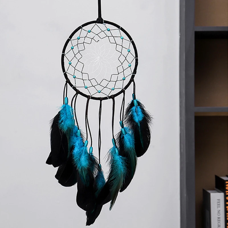 

Handmade Indian Dream Catcher Hanging with Rattan Bead Feathers Wall Car Decoration Ornament Dreamcatcher Wind chimes For Home