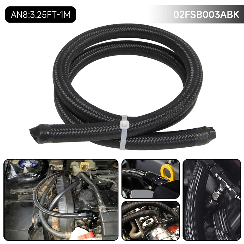 1 Meter 3 Feet AN8 Nylon Stainless Steel Braided Fuel Line Return Oil Feed Line Hose For Coolant, Fluid, Oil, Gas Black/Silver
1 Meter 3 Feet AN8 Nylon Stainless Steel Braided Fuel Line Return Oil Feed Line Hose For Coolant, Fluid, Oil, Gas Black/Silver