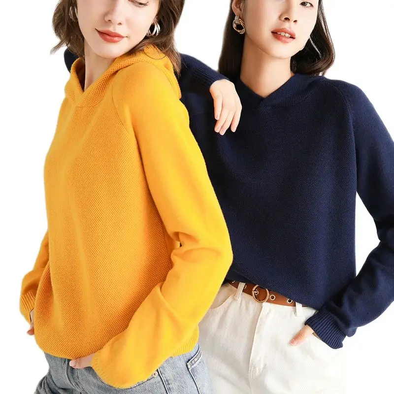 Women's Sweatshirt Ladies Tops Knitting Hooded Pullover Clothes Fashion Long Sleeves Solid Color Spring Loose Style Tenafeicc
Women's Sweatshirt Ladies Tops Knitting Hooded Pullover Clothes Fashion Long Sleeves Solid Color Spring Loose Style Tenafeicc