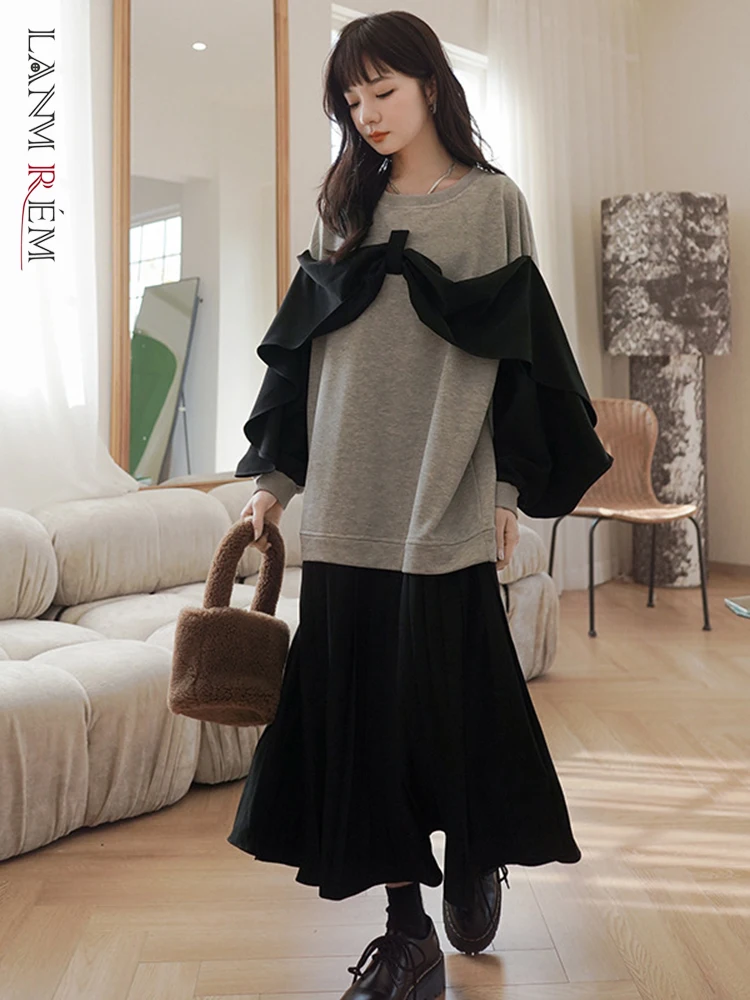 LANMREM Patchwork Dress For Women Bow Sweet Pleated Loose Full Sleeve Mid-casual Dresses 2022 Autumn Female Fashion 2N689
LANMREM Patchwork Dress For Women Bow Sweet Pleated Loose Full Sleeve Mid-casual Dresses 2022 Autumn Female Fashion 2N689