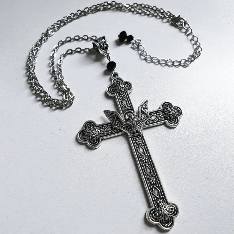 Vintage Gothic Vampire Bat Cross Necklace For Women Man Silver Color Crystals Gothic Crucifix Symbol Easter Unisex Jewelry
Vintage Gothic Vampire Bat Cross Necklace For Women Man Silver Color Crystals Gothic Crucifix Symbol Easter Unisex Jewelry