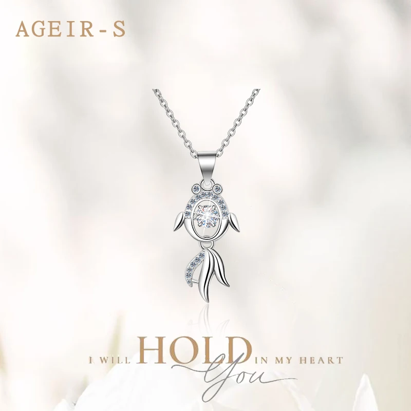 AGEIR-S Genuine S925 Silver Excellent Cut 30 Cent Affordable Moissanite Pendant Couple koi Necklace Valentines Day Gift Z203
AGEIR-S Genuine S925 Silver Excellent Cut 30 Cent Affordable Moissanite Pendant Couple koi Necklace Valentines Day Gift Z203