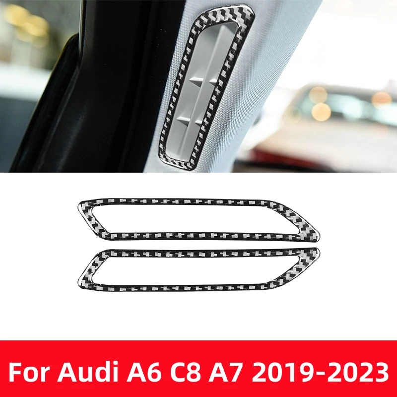 

For Audi A6L A6 C8 A7 2019-2023 Car Interior Accessories Auto A Pillar Air Outlet Trim Frame Carbon Fiber Stickers Decoration
