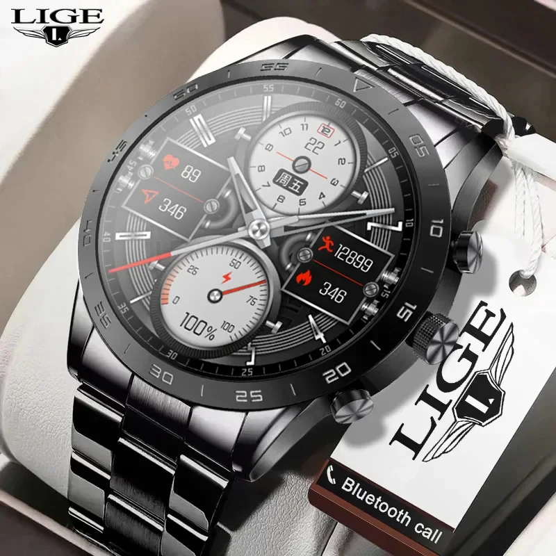

LIGE 2022 New Bluetooth Call Smart Watch Men Sports Clock IP68 Waterproof Heart Rate Monitoring SmartWatch For IOS Android Phone
