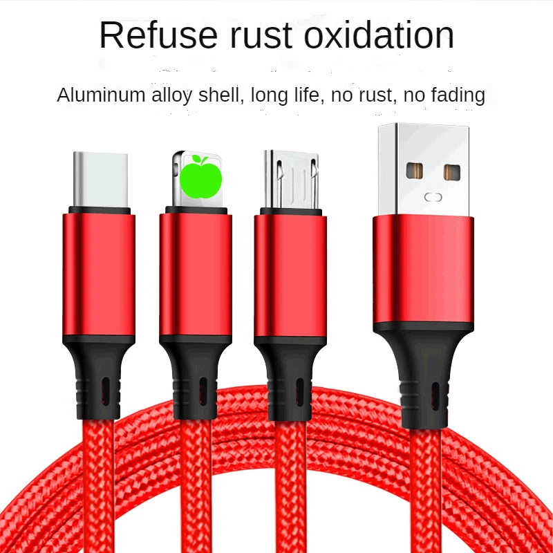 Three In One USB Charging Cable Nylon Braided Data Cable Multiple USB Ports Suitable for Apple Type-C Android Mobile Phone Cable
Three In One USB Charging Cable Nylon Braided Data Cable Multiple USB Ports Suitable for Apple Type-C Android Mobile Phone Cable