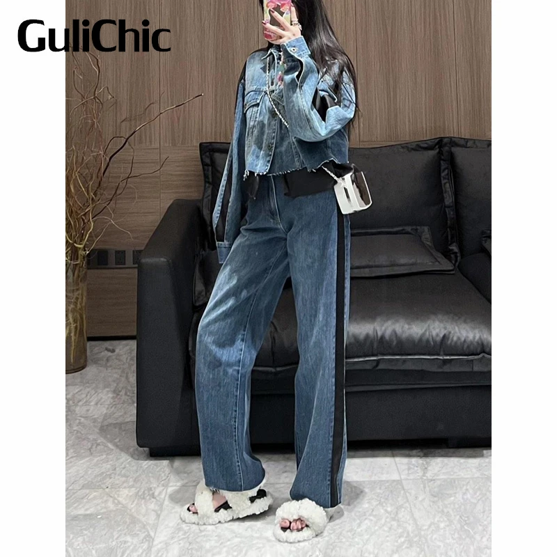 2.10 GuliChic Women Vintage Washed Letter Embroidery Frayed Short Denim Jacket Or Shorts Or Straight Jeans Set
2.10 GuliChic Women Vintage Washed Letter Embroidery Frayed Short Denim Jacket Or Shorts Or Straight Jeans Set