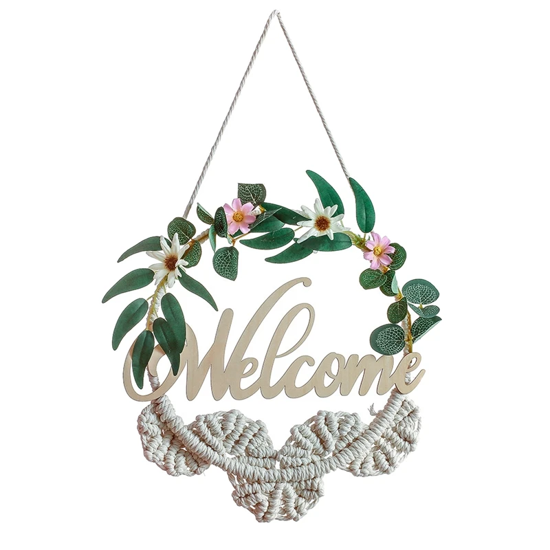 Macrame Welcome Sign For Front Door - Woven Wall Hanging Farmhouse Wreath Bohemian Art Wedding Backdrop Home Decoration
Macrame Welcome Sign For Front Door - Woven Wall Hanging Farmhouse Wreath Bohemian Art Wedding Backdrop Home Decoration