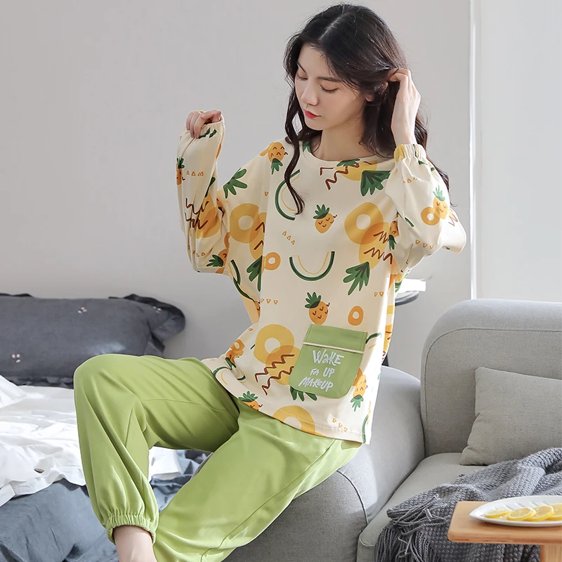 Autumn Winter Knitted Cotton Women Pajamas Set Long Sleeve Round Neck Casual Soft Big Size XXL Female Nighty Homewear
Autumn Winter Knitted Cotton Women Pajamas Set Long Sleeve Round Neck Casual Soft Big Size XXL Female Nighty Homewear