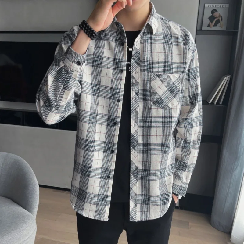 Men's Casual Long Sleeved Shirt Plaid Lapel Pocket Top Cardigan Coat 2023 Autumn Winter Male Fashion All-match Men's Clothes
Men's Casual Long Sleeved Shirt Plaid Lapel Pocket Top Cardigan Coat 2023 Autumn Winter Male Fashion All-match Men's Clothes