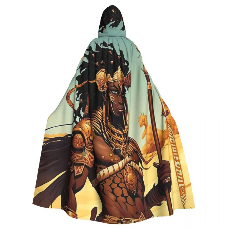 

Anime Style African Warrior In The Desert. Hooded Cloak Halloween Party Cosplay Woman Men Adult Long Witchcraft Robe Hood