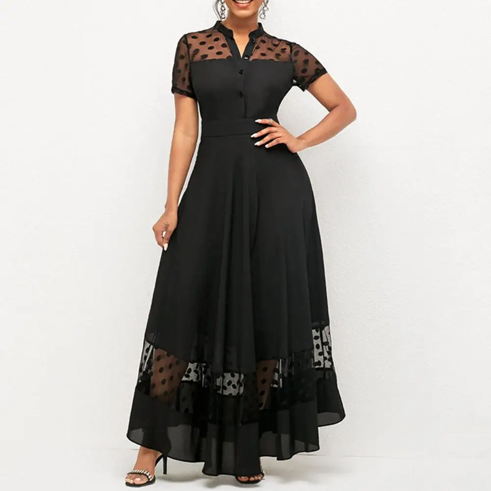 Hot!Plus Size Women Summer Party Dress Mesh Dot Pattern V Neck Chiffon Slim Large Hem Long Dress for Cocktail Party Club Outfits
Hot!Plus Size Women Summer Party Dress Mesh Dot Pattern V Neck Chiffon Slim Large Hem Long Dress for Cocktail Party Club Outfits