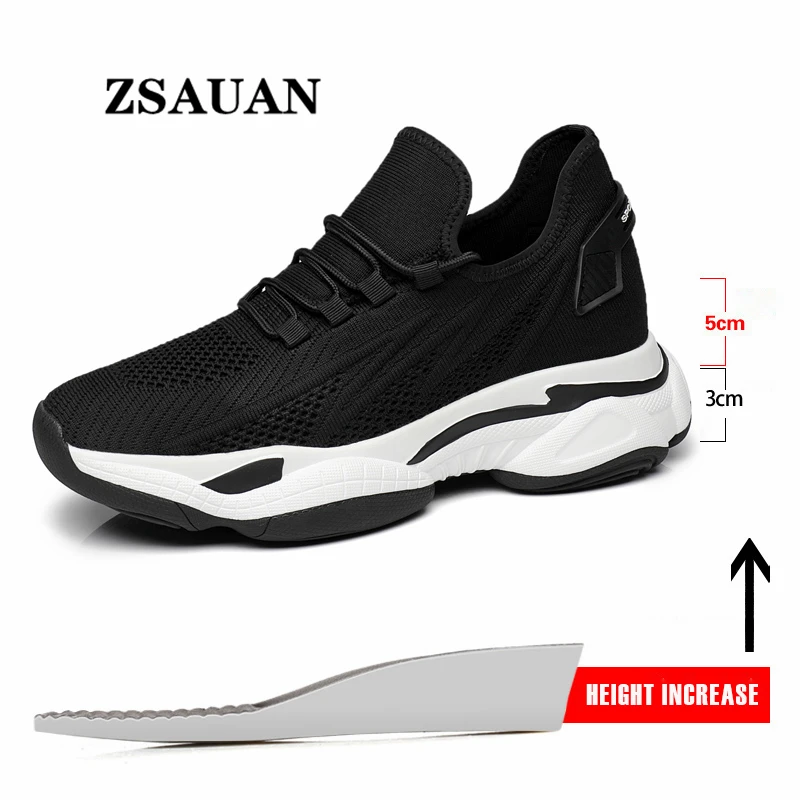 

ZSAUAN Flat/ 6/ 8 cm Elevator Men Sneaker Casual Shoes Mesh Summer Height Increase Mens Chunky Tenis Masculino Heighten Taller
