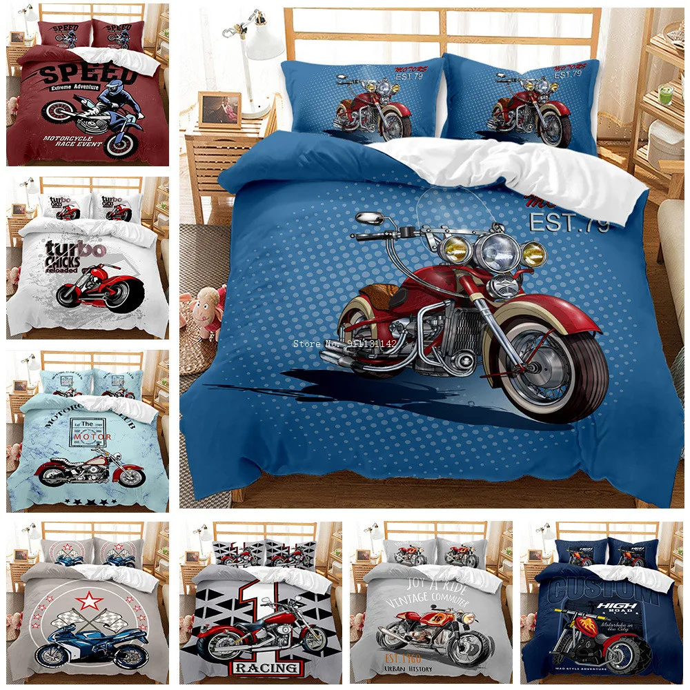 Cool Motorcycle Bedding Set 3D-printed Duvet Cover Pillowcase Home Textile Adult Bedroom Decorative Bedding
Cool Motorcycle Bedding Set 3D-printed Duvet Cover Pillowcase Home Textile Adult Bedroom Decorative Bedding