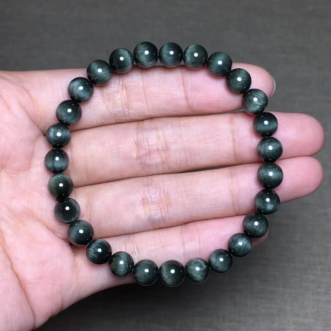 

6mm Natural Green Rutilated Quartz Bracelet Jewelry For Women Men Wealth Luck Gift Crystal Cat Eye Beads Stone Strands AAAAA