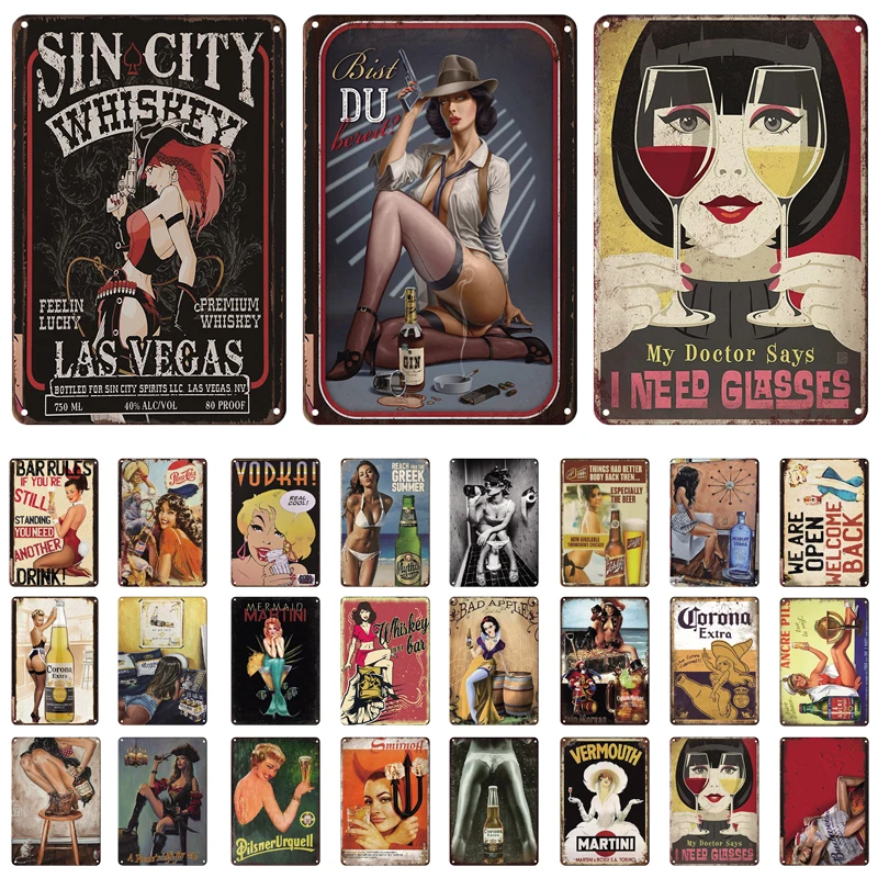 Retro Vintage Metal Signs Pin Up Girl Poster Beer Metal Plate With Sexy Lady Vintage Plaque For Man Cave Club Pub Bar Wall Decor 
Retro Vintage Metal Signs Pin Up Girl Poster Beer Metal Plate With Sexy Lady Vintage Plaque For Man Cave Club Pub Bar Wall Decor