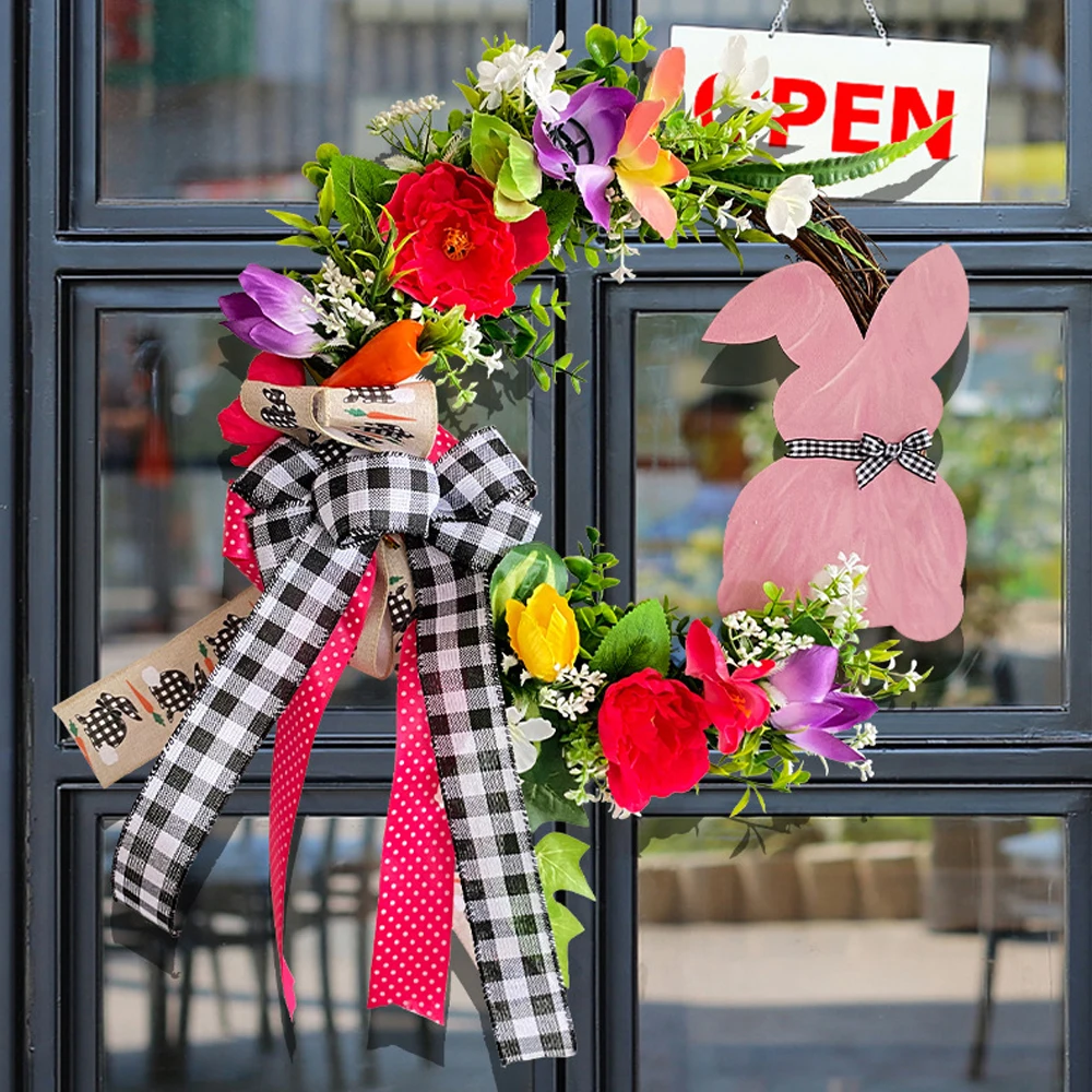

Пасхальный кролик, весенний венок, искусственные цветы, виноградные листья, гирлянда, входная дверь, приветственное украшение, вечерние, товары для праздника