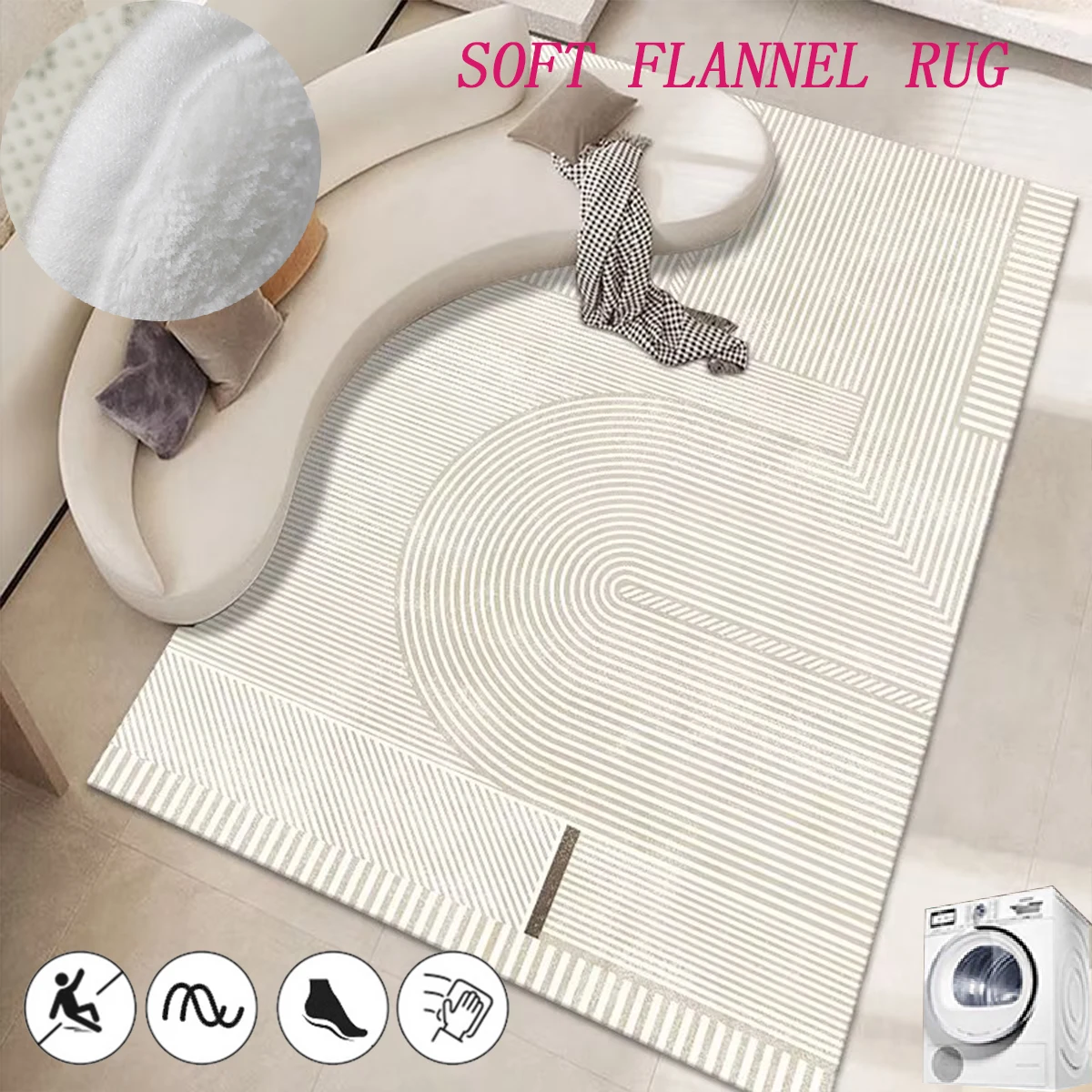 Japanese-style wabi-sabi style living room rug simple striped bedroom carpet rectangular cloakroom rug soft non-slip lounge mat 
Japanese-style wabi-sabi style living room rug simple striped bedroom carpet rectangular cloakroom rug soft non-slip lounge mat