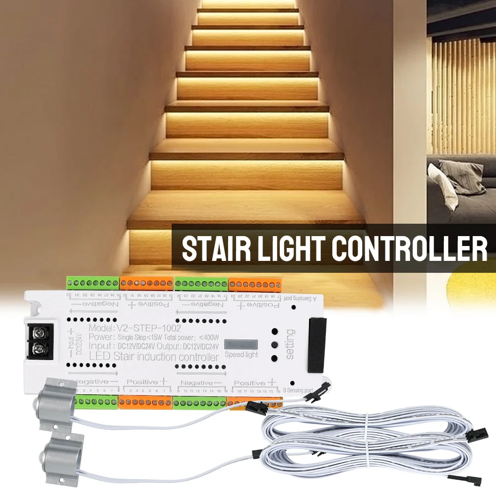 DC 12V 24V LED Motion Sensor Stairway Lighting Automatic 32 Channels For Stairs Flexible Strip Stair Light Controller Kit
DC 12V 24V LED Motion Sensor Stairway Lighting Automatic 32 Channels For Stairs Flexible Strip Stair Light Controller Kit