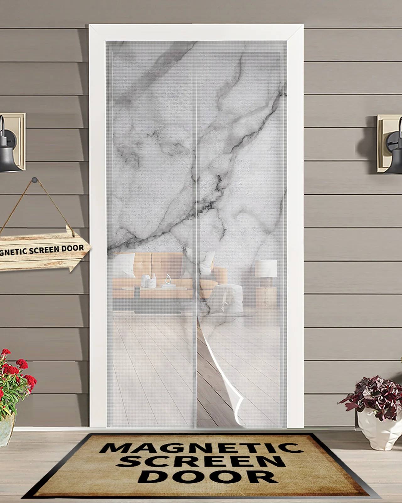 Серая Мраморная сетка для окон и дверей, насекомые с принтом, сетка для спальни, домашний декор, марлевая дверная занавеска 
Серая Мраморная сетка для окон и дверей, насекомые с принтом, сетка для спальни, домашний декор, марлевая дверная занавеска