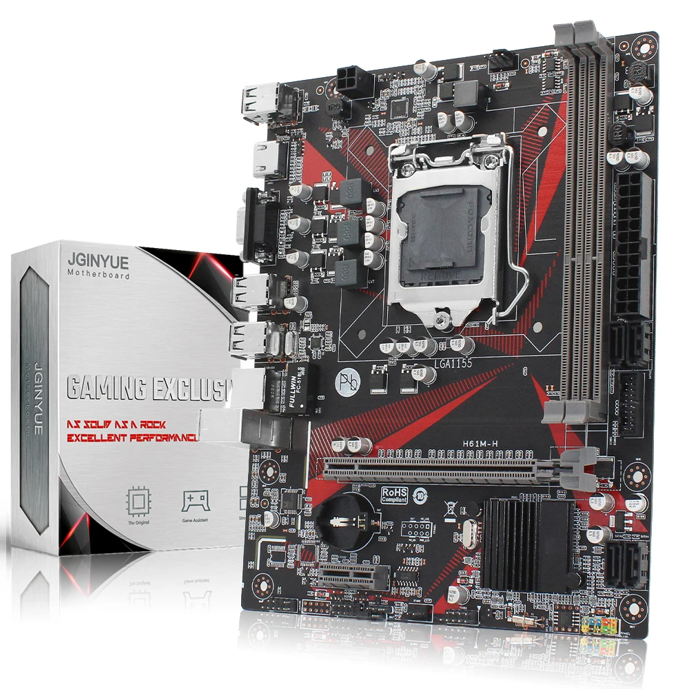 

JGINYUE H61 Motherboard Supports Intel Xeon E3 CPU Core I3 I5 I7 Processor LGA 1155 DDR3 Desktop Memory USB 3.0 VGA PCI-E H61M-H