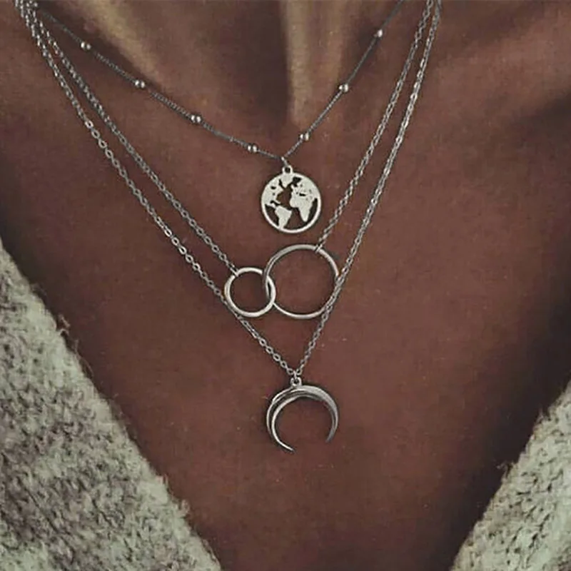 Moon Earth Multilayer Necklace Chain Women Pendant Necklace Jewelry Lady VintageTrendy Kpop Collier Pendant Necklaces
Moon Earth Multilayer Necklace Chain Women Pendant Necklace Jewelry Lady VintageTrendy Kpop Collier Pendant Necklaces