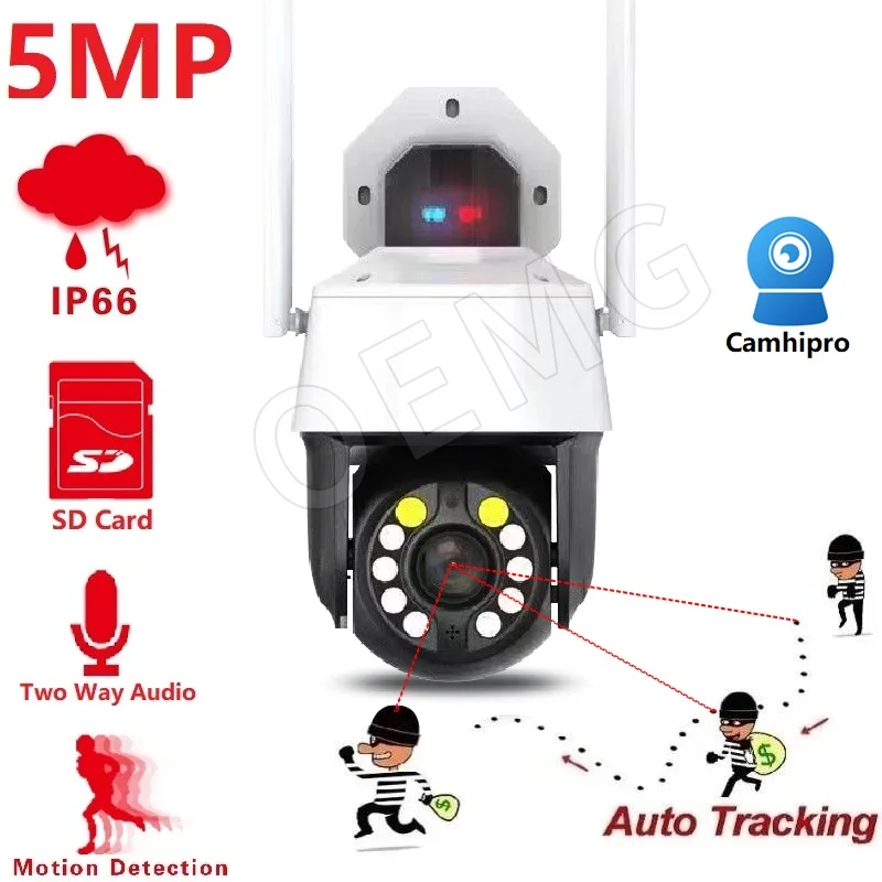 

30X Zoom 5MP 2MP PTZ IP Camera WiFi Human Ai Auto Tracking Human Detection Camera With Alarm IR Color Night Vision CCTV SD Card