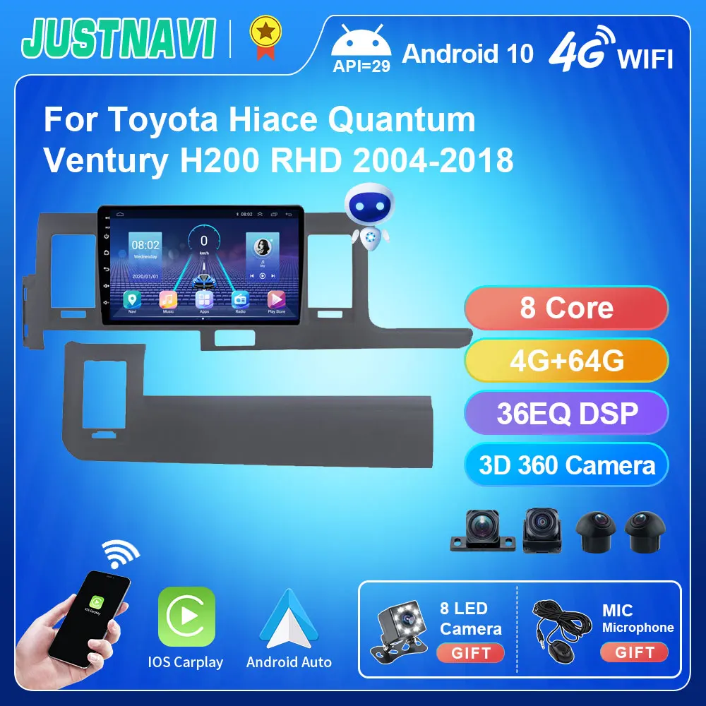 JUSTNAVI Radio 2 Din Android10.0 For Toyota Hiace Quantum Ventury H200 RHD 2004 - 2018 Multimedia Car Stereo Player GPS Carplay
JUSTNAVI Radio 2 Din Android10.0 For Toyota Hiace Quantum Ventury H200 RHD 2004 - 2018 Multimedia Car Stereo Player GPS Carplay