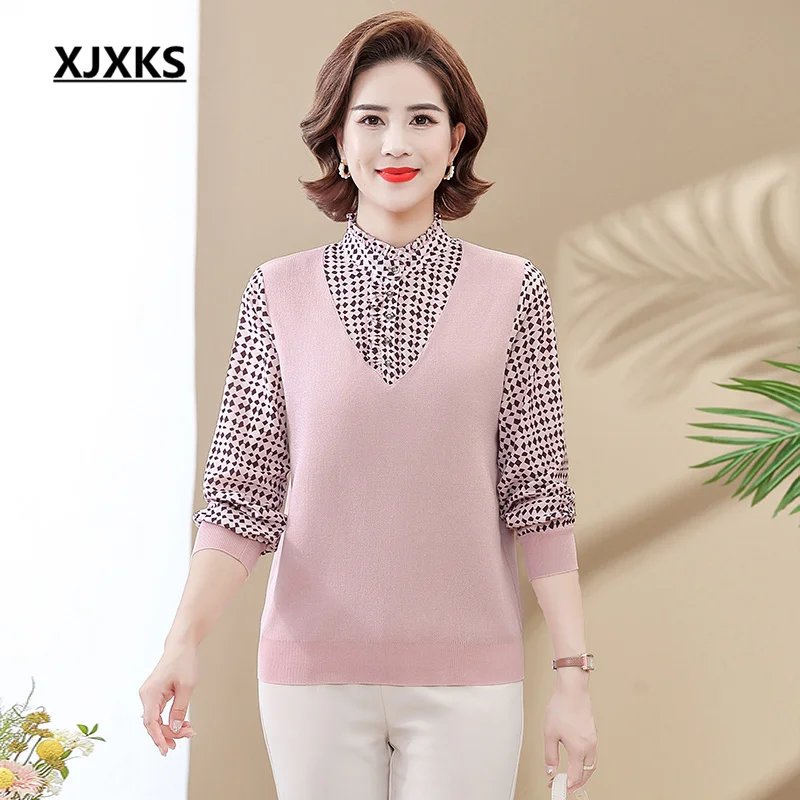 Осень 2022, новинка, свободный женский тонкий свитер XJXKS с вышивкой, яркий джемпер, Женский пуловер 
Осень 2022, новинка, свободный женский тонкий свитер XJXKS с вышивкой, яркий джемпер, Женский пуловер