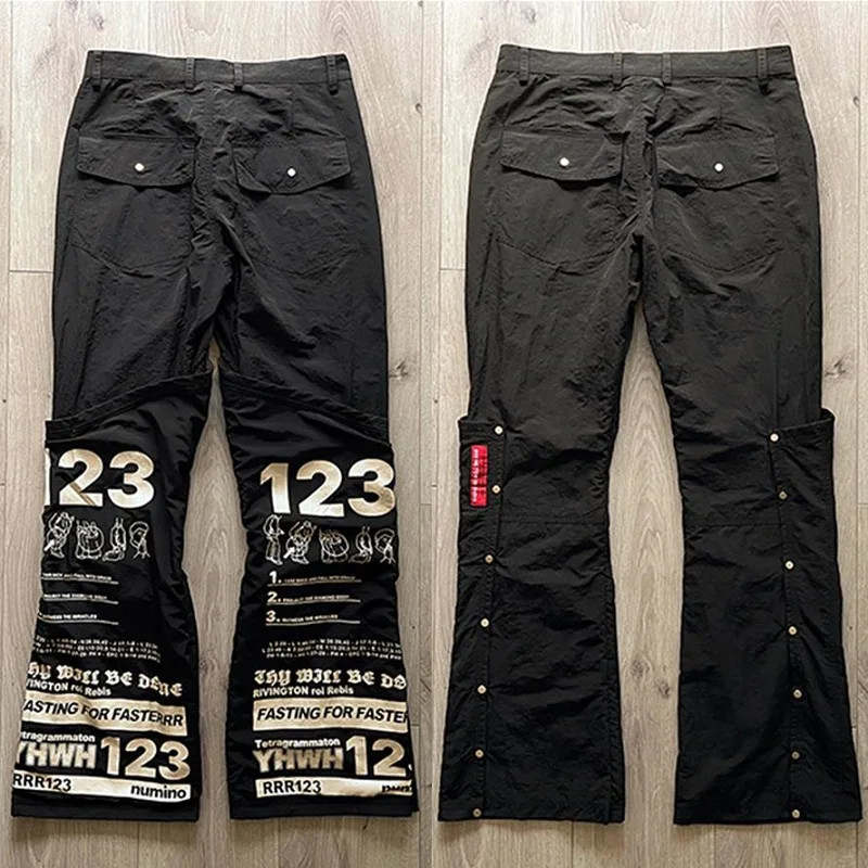 RRR123 Overalls Pants Print Double Sided Reversible Trousers Men Women Black Retro Breasted RRR 123 Flared Pants
RRR123 Overalls Pants Print Double Sided Reversible Trousers Men Women Black Retro Breasted RRR 123 Flared Pants