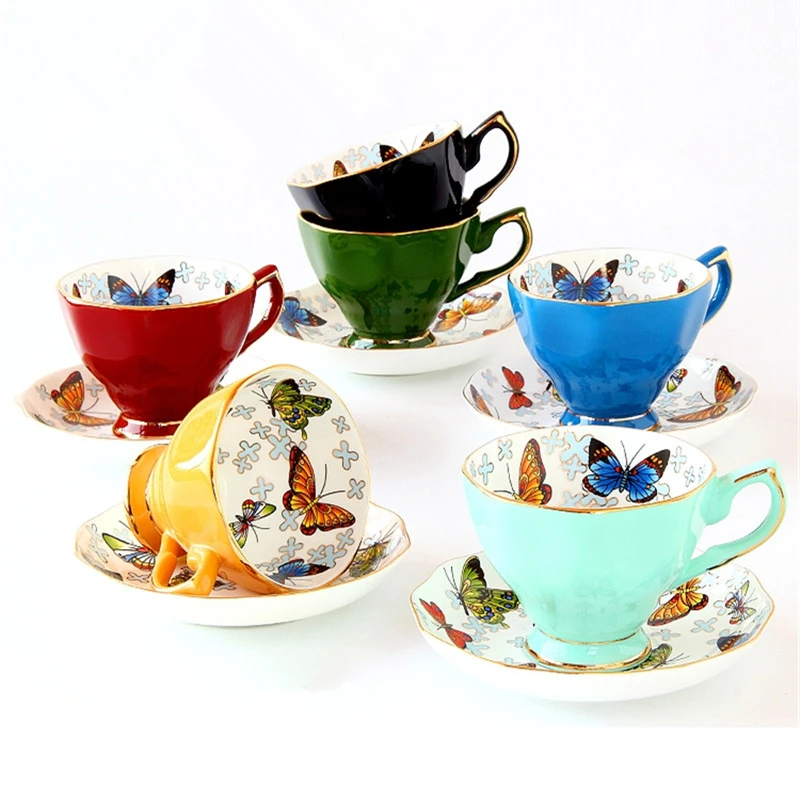 Bone China Tea Cup Saucer Spoon Set Butterfly English afternoon Tea Healthy lead-free glaze Porcelain Cup and Saucer for Coffee
Bone China Tea Cup Saucer Spoon Set Butterfly English afternoon Tea Healthy lead-free glaze Porcelain Cup and Saucer for Coffee